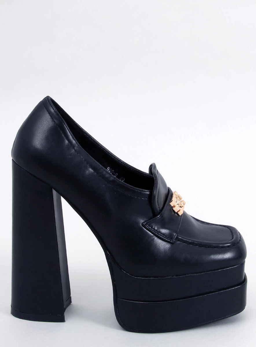 Mokasyny na obcasie AMBRA BLACK - obrazek 2