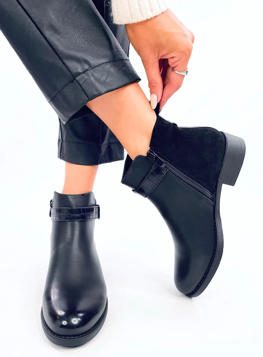 Sztyblety damskie licowo-zamszowe AMIL BLACK - obrazek 3