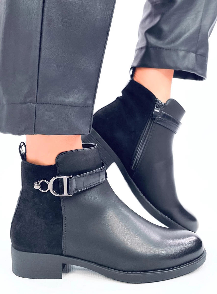 Sztyblety damskie licowo-zamszowe AMIL BLACK - obrazek 2