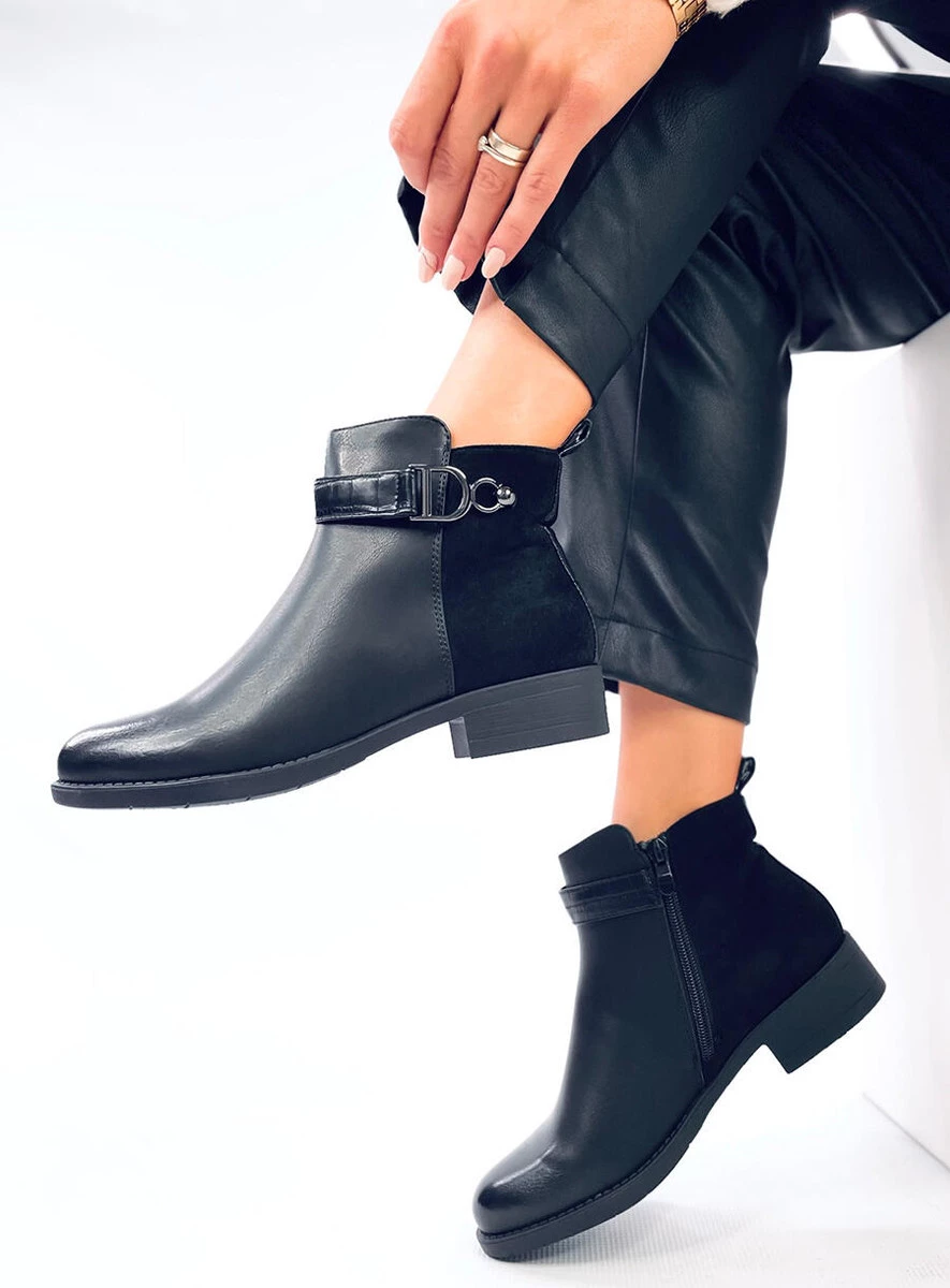 Sztyblety damskie licowo-zamszowe AMIL BLACK - obrazek 4