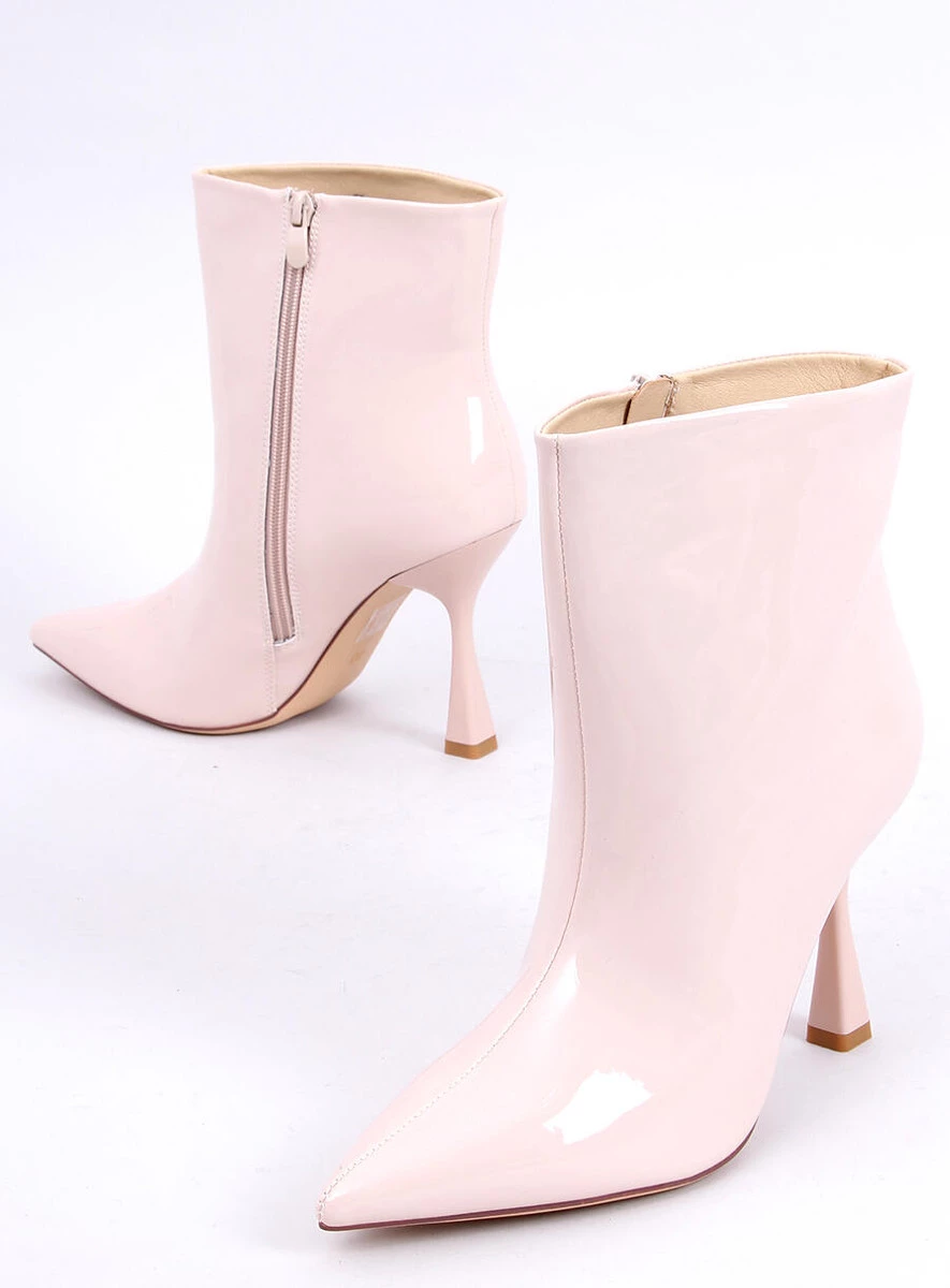 Botki lakierowane na szpilce SYLVIA BEIGE - obrazek 5