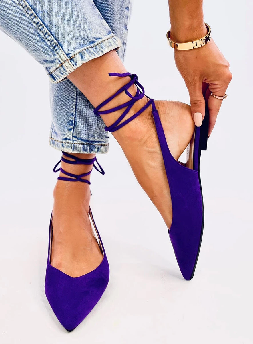 Baleriny bez pięty wiązane DENTONI PURPLE - obrazek 3