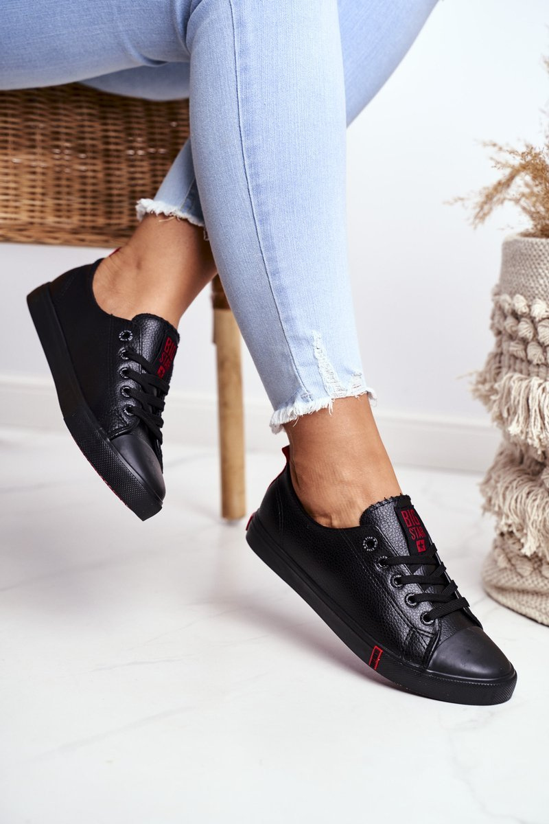 Damskie Skórzane Trampki Big Star GG274007 Czarne - obrazek 5