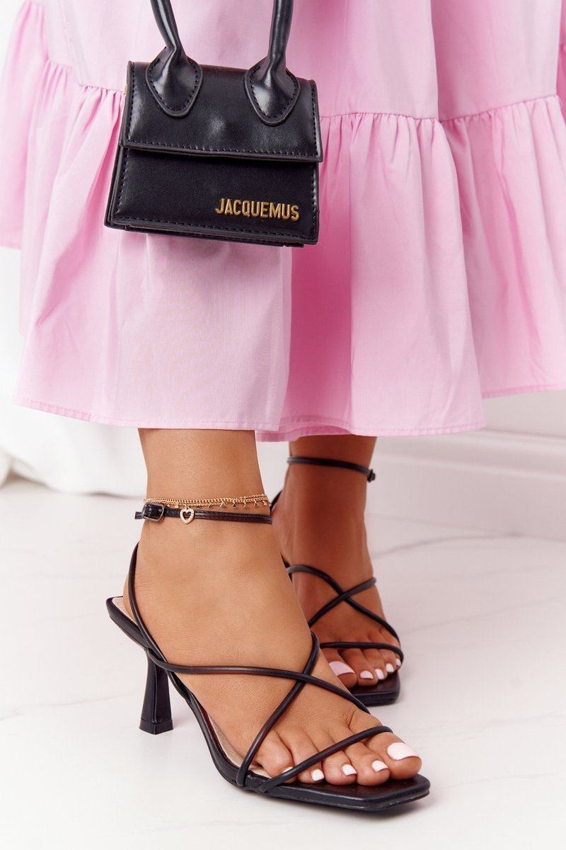 Sandały Na Szpilce Z Kwadratowym Noskiem S.Barski C420-11 Czarne - obrazek 4