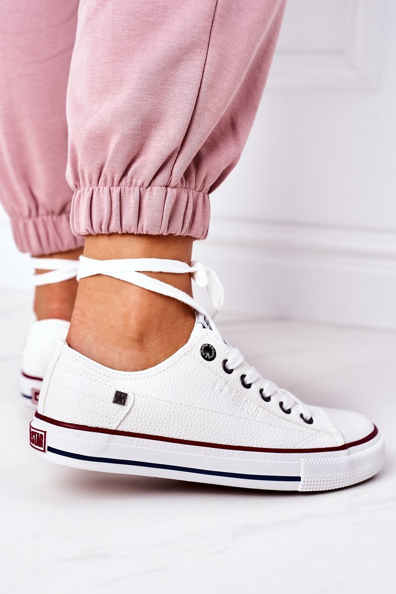 Damskie Skórzane Trampki BIG STAR II274001 Białe - obrazek 5