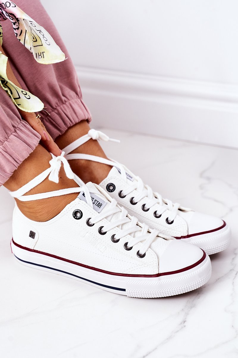 Damskie Skórzane Trampki BIG STAR II274001 Białe - obrazek 6