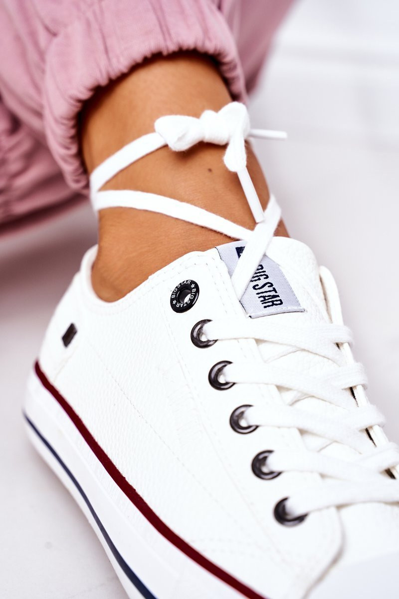 Damskie Skórzane Trampki BIG STAR II274001 Białe - obrazek 7