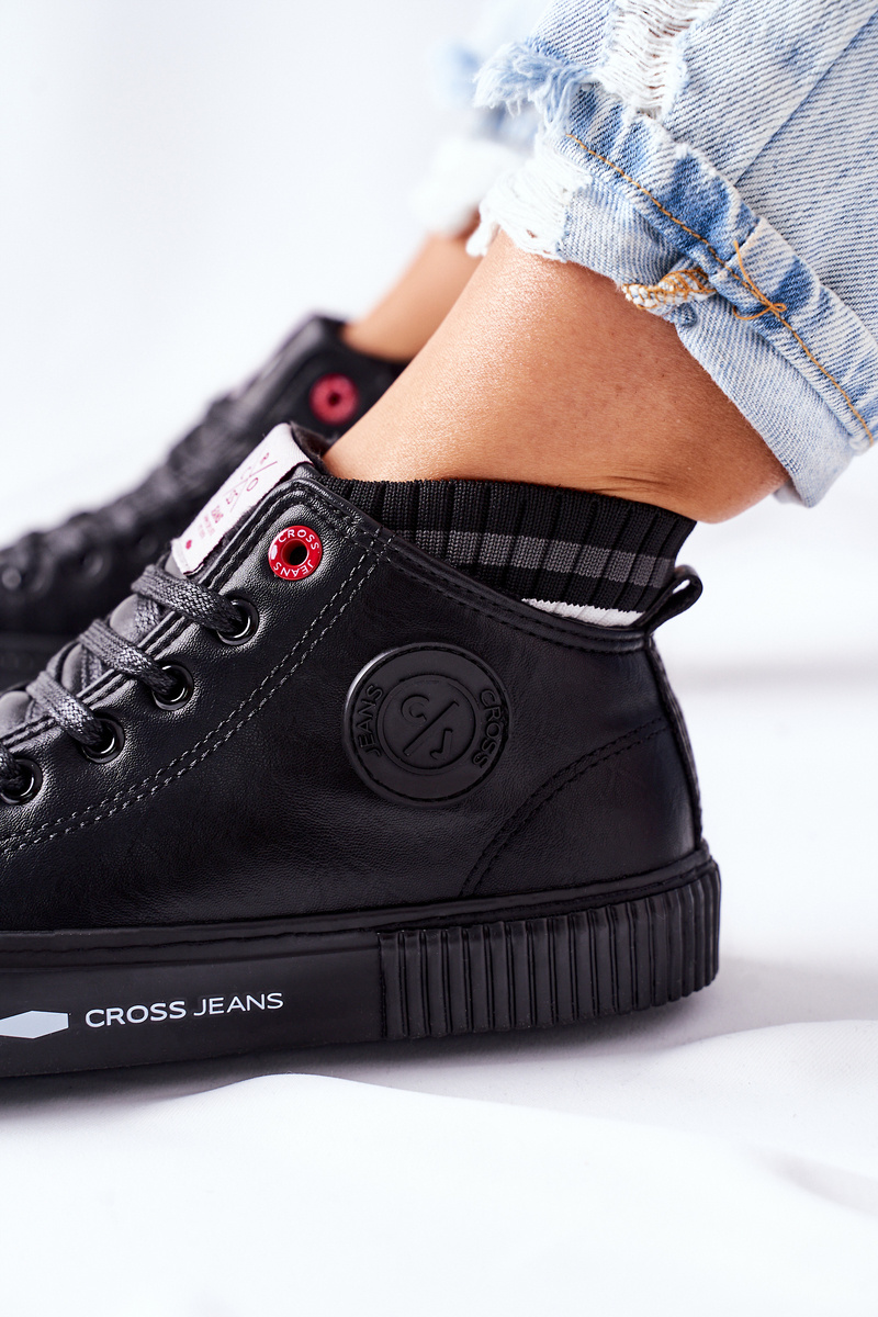 Trampki Damskie Cross Jeans Wysokie Czarne II2R4021 - obrazek 8