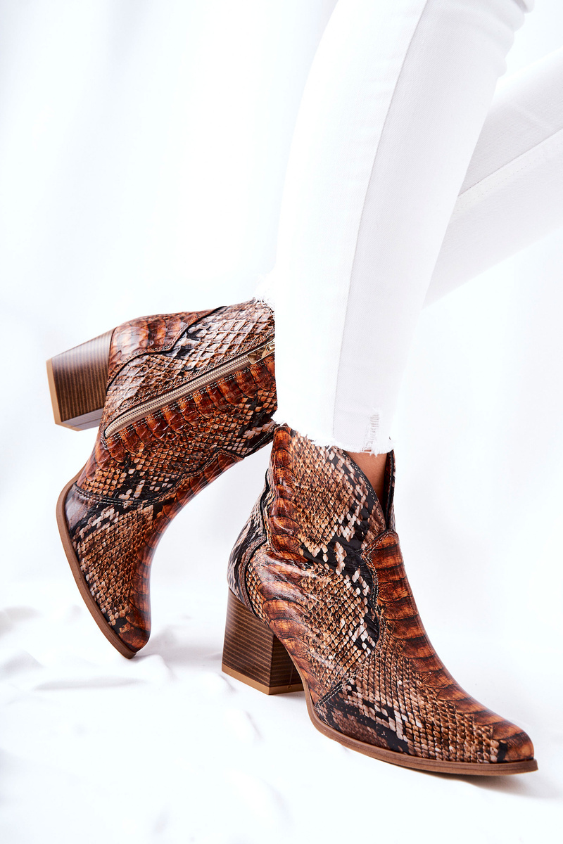 Botki Kowbojki Lewski Brązowy Wężowy Wzór EV28 - obrazek 5