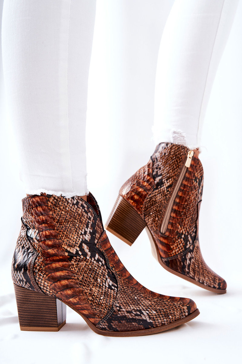 Botki Kowbojki Lewski Brązowy Wężowy Wzór EV28 - obrazek 6