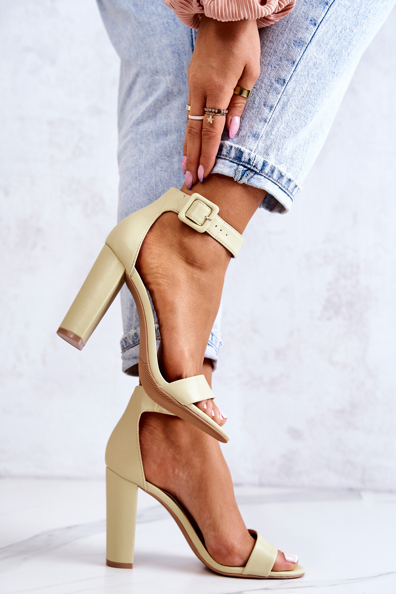 Sandałki Na Obcasie Pastelowy Zielony Georgina - obrazek 4