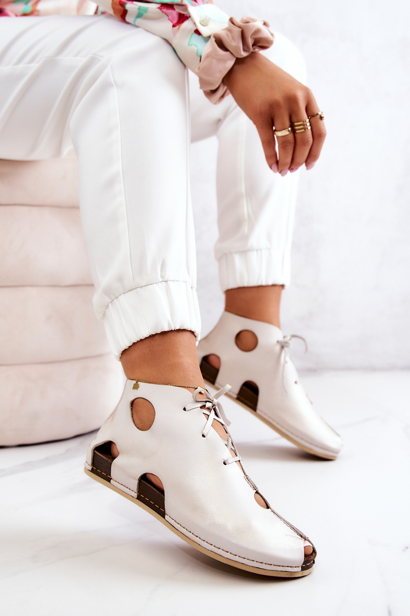 Lekkie Skórzane Botki Maciejka 03426-25 Jasny Beż - obrazek 5