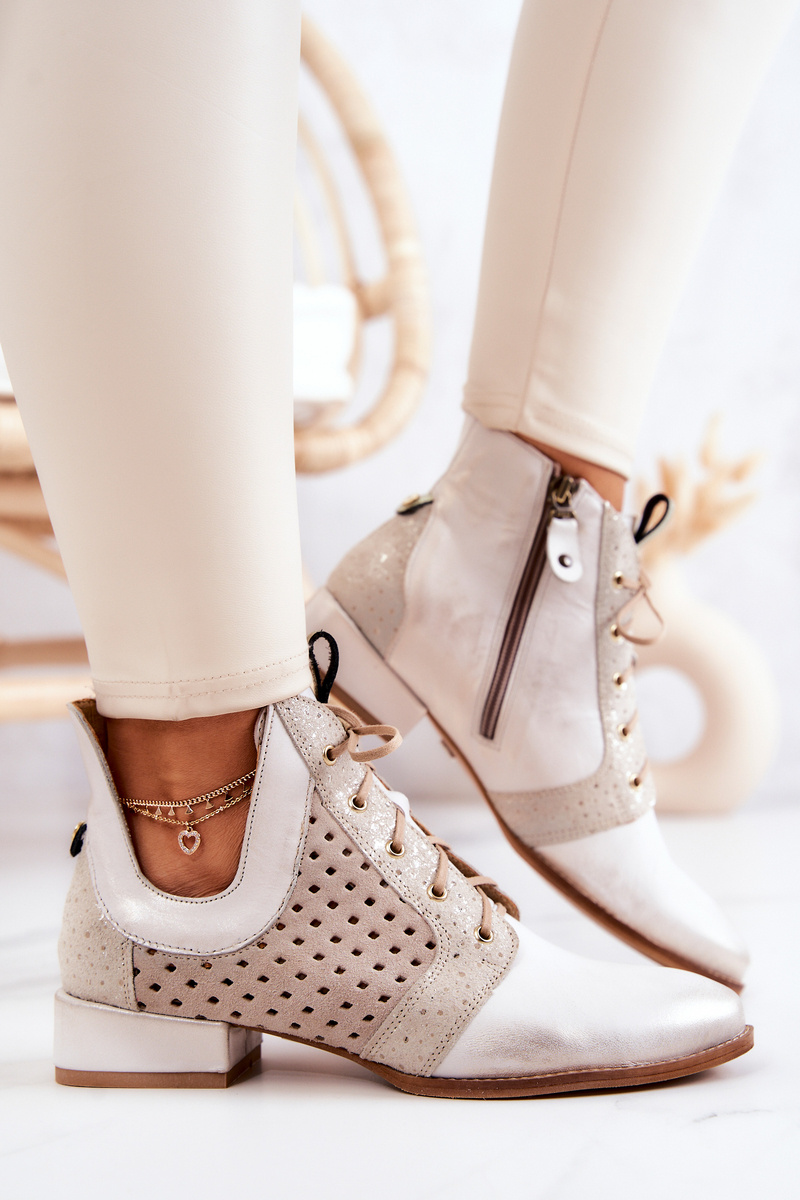 Skórzane Botki Trzewiki Maciejka 05541-25 Jasnobeżowe - obrazek 5