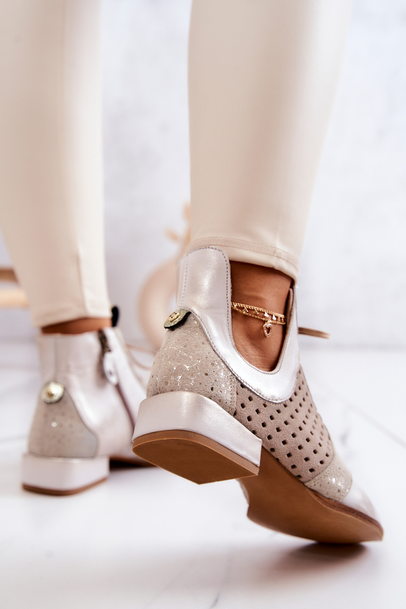 Skórzane Botki Trzewiki Maciejka 05541-25 Jasnobeżowe - obrazek 8