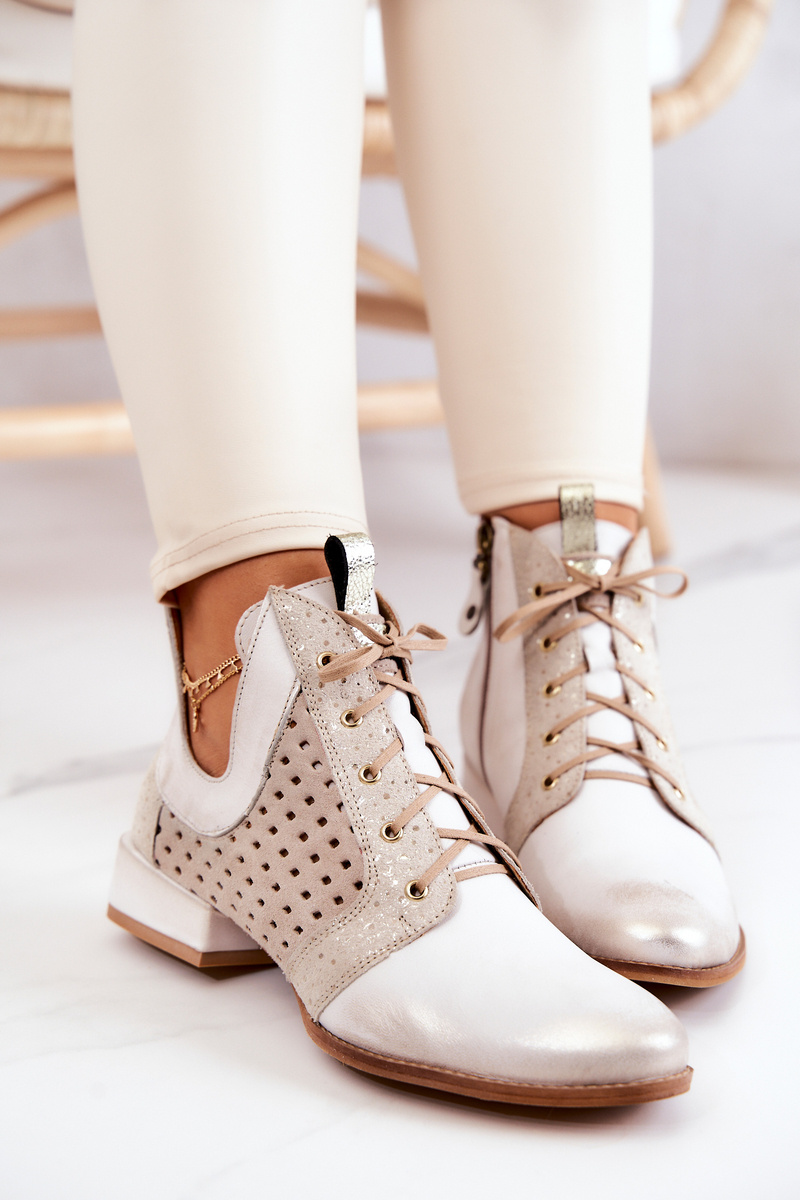 Skórzane Botki Trzewiki Maciejka 05541-25 Jasnobeżowe - obrazek 7