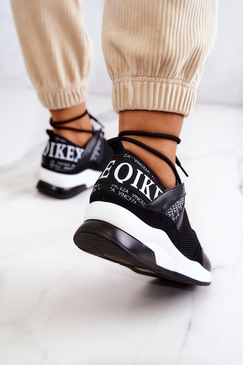 Sportowe Buty Sneakersy Na Koturnie Czarne Lorey - obrazek 6