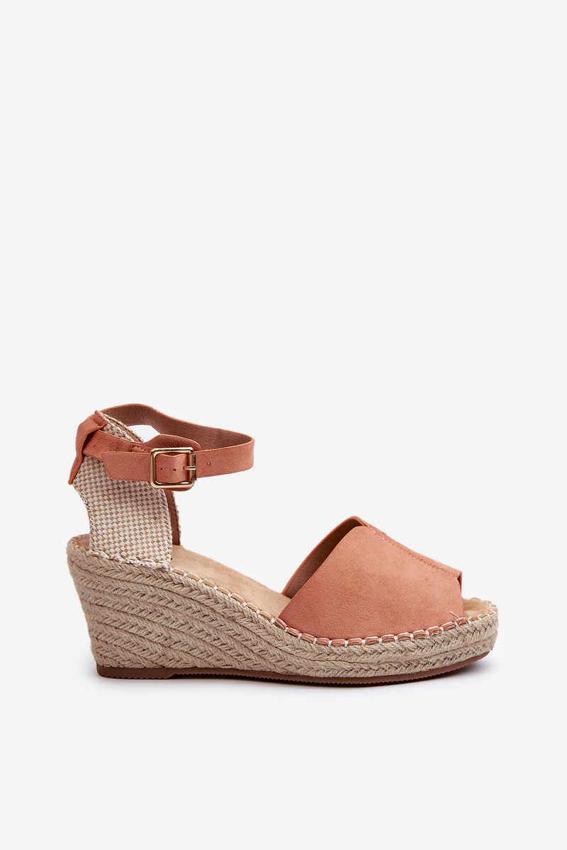 Wygodne Damskie Sandały Na Koturnie Jasnoróżowe Dellia - obrazek 2