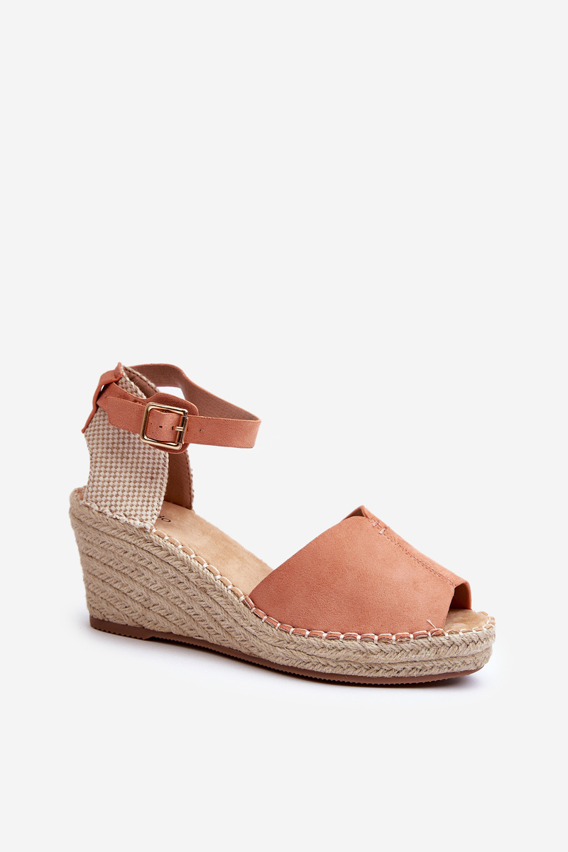 Wygodne Damskie Sandały Na Koturnie Jasnoróżowe Dellia