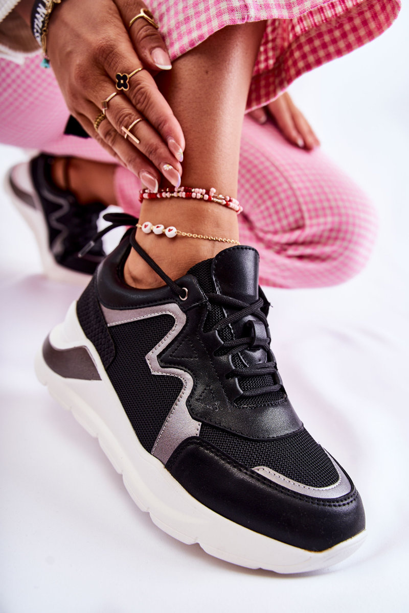 Damskie Modne Sneakersy Czarne Allie - obrazek 7