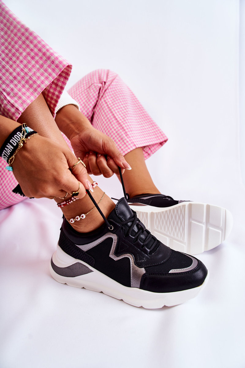 Damskie Modne Sneakersy Czarne Allie - obrazek 6