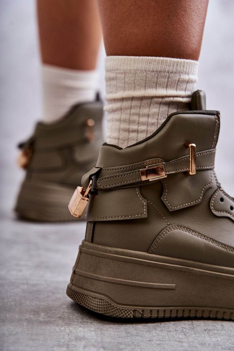 Damskie Ocieplane Wysokie Buty Sportowe Zielone Lexa - obrazek 5