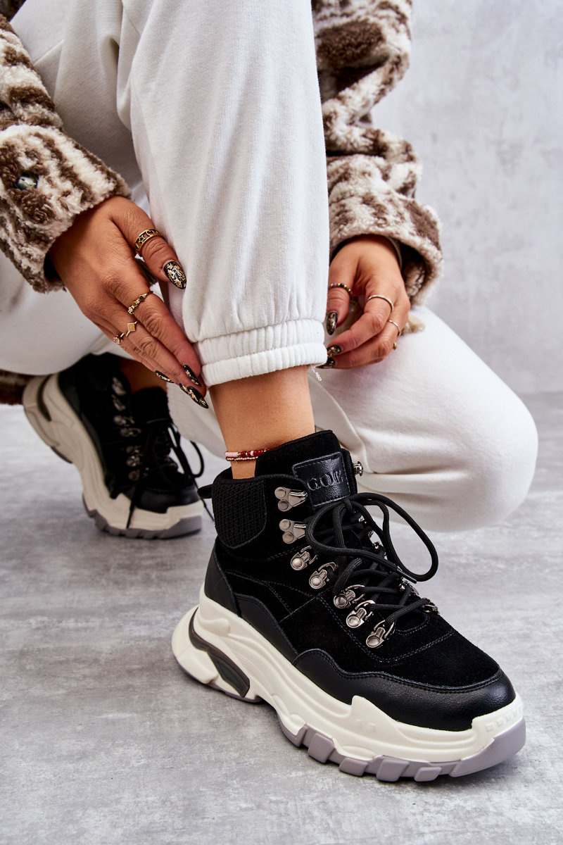 Damskie Wysokie Buty Sportowe GOE KK2N4098 Czarne - obrazek 6