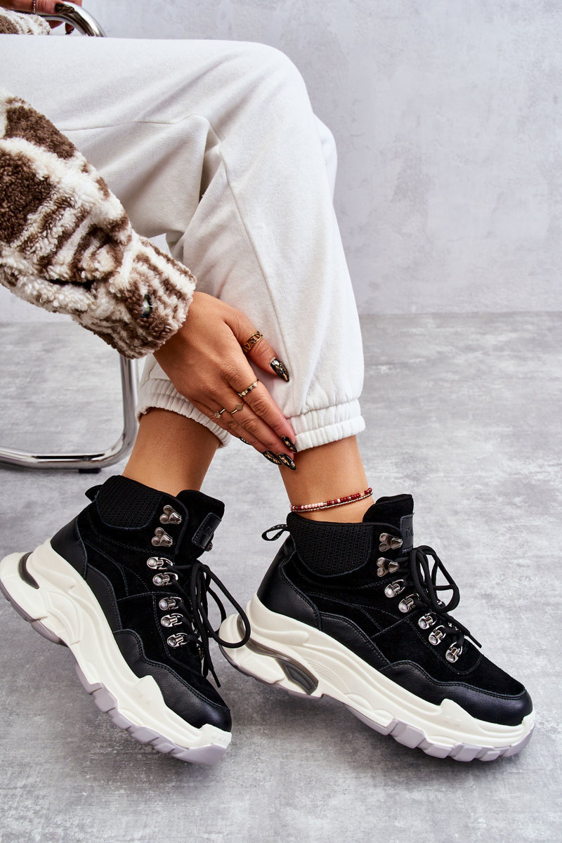 Damskie Wysokie Buty Sportowe GOE KK2N4098 Czarne - obrazek 2