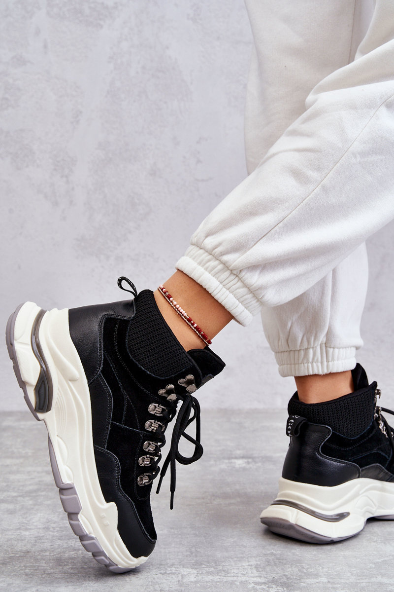 Damskie Wysokie Buty Sportowe GOE KK2N4098 Czarne - obrazek 7