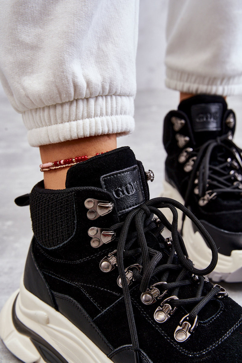 Damskie Wysokie Buty Sportowe GOE KK2N4098 Czarne - obrazek 8