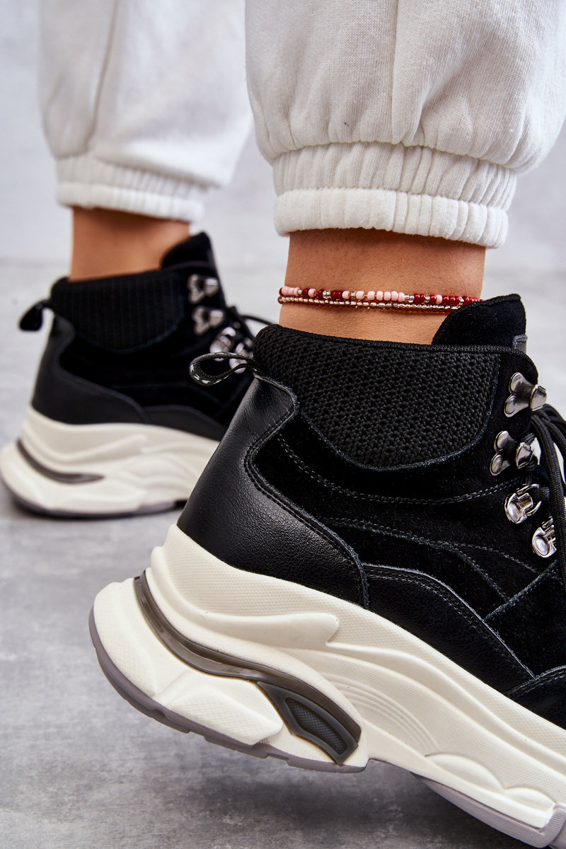 Damskie Wysokie Buty Sportowe GOE KK2N4098 Czarne - obrazek 9