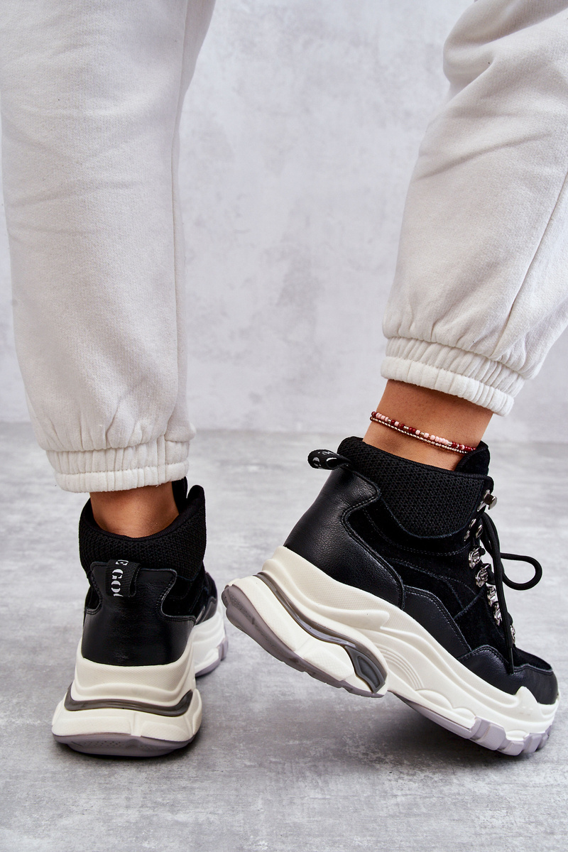 Damskie Wysokie Buty Sportowe GOE KK2N4098 Czarne - obrazek 5