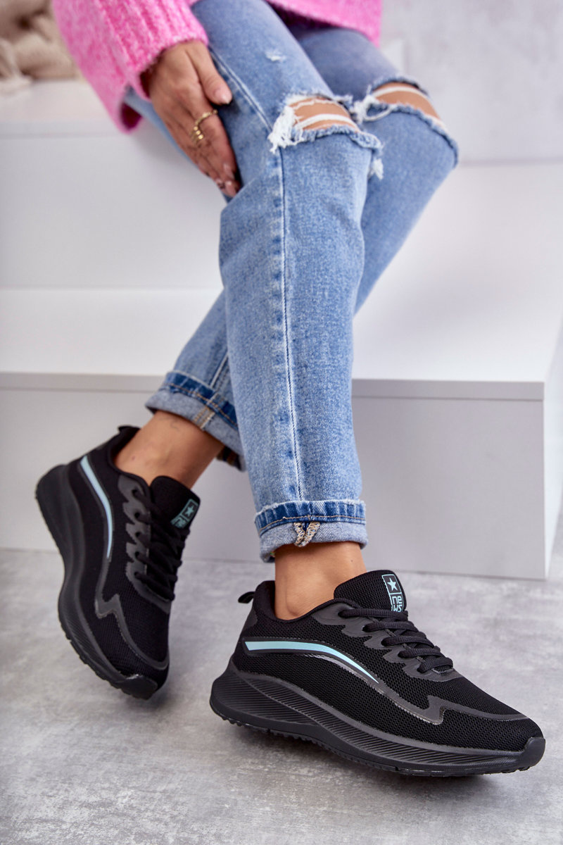 Damskie Modne Buty Sportowe Sneakersy Czarne Ida - obrazek 6