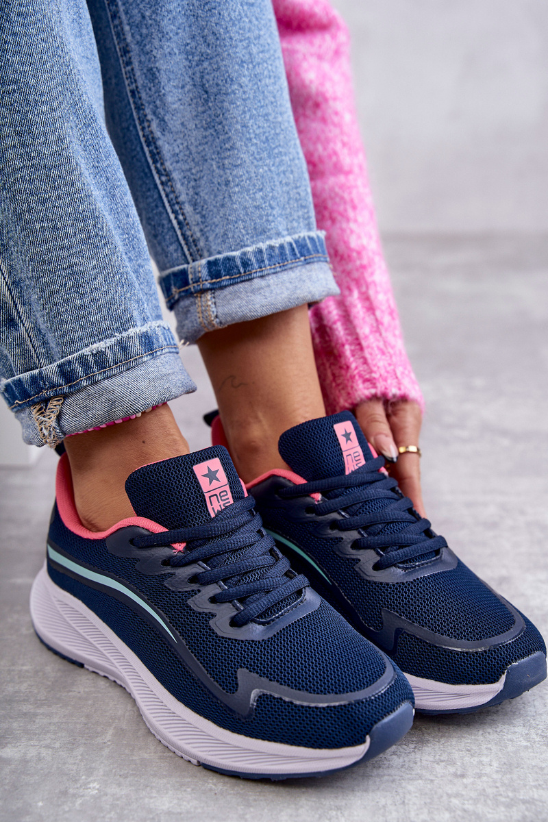 Damskie Modne Buty Sportowe Sneakersy Granatowe Ida - obrazek 6