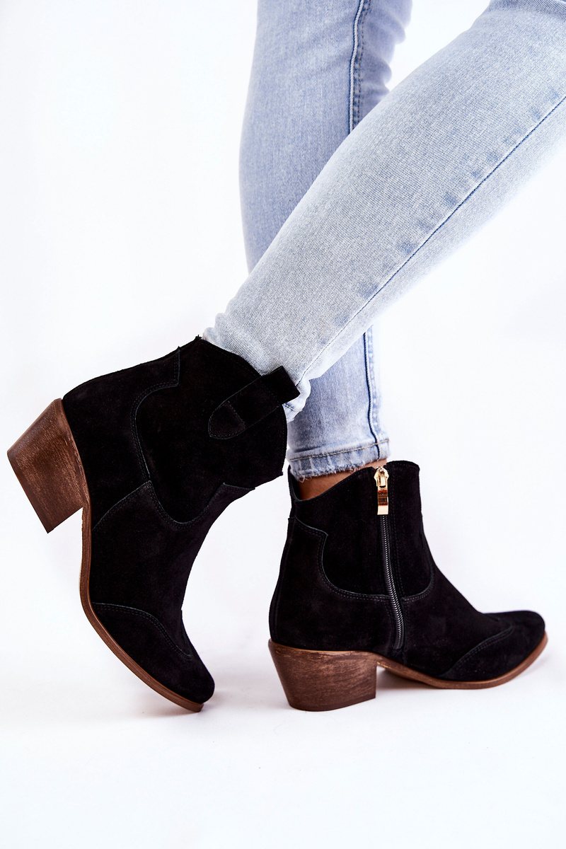 Damskie Botki W Szpic Lewski Shoes 3236 Czarne - obrazek 5