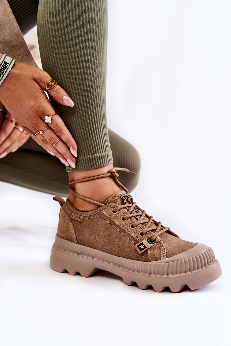 Zamszowe Buty Sportowe Big Star KK274511 Beżowe - obrazek 3