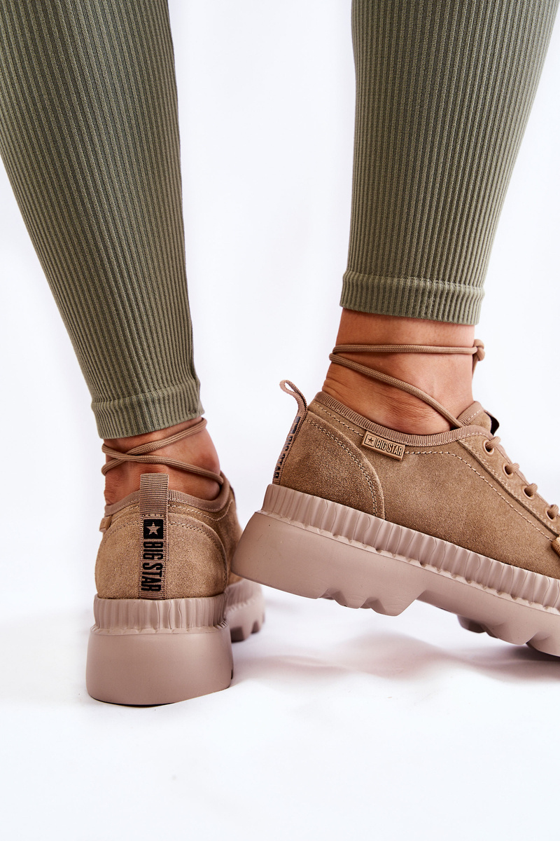 Zamszowe Buty Sportowe Big Star KK274511 Beżowe - obrazek 7