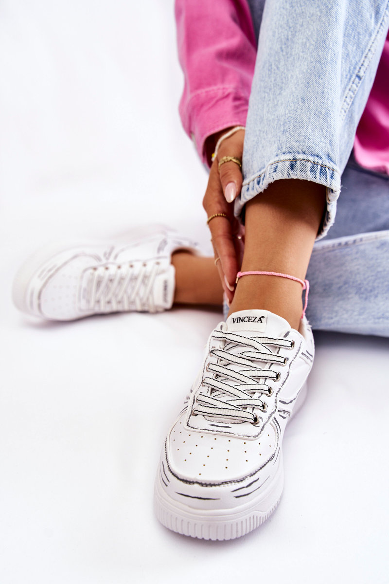 Damskie Niskie Buty Sportowe Białe Solveig - obrazek 5