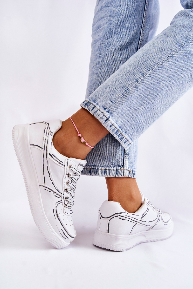 Damskie Niskie Buty Sportowe Białe Solveig - obrazek 7