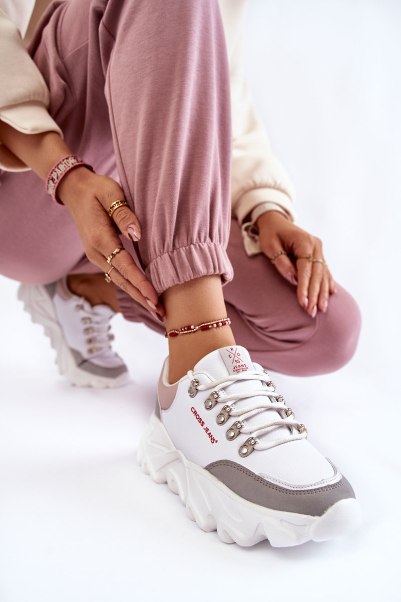 Damskie Sneakersy Na Platformie Cross Jeans KK2R4071C Białe - obrazek 3