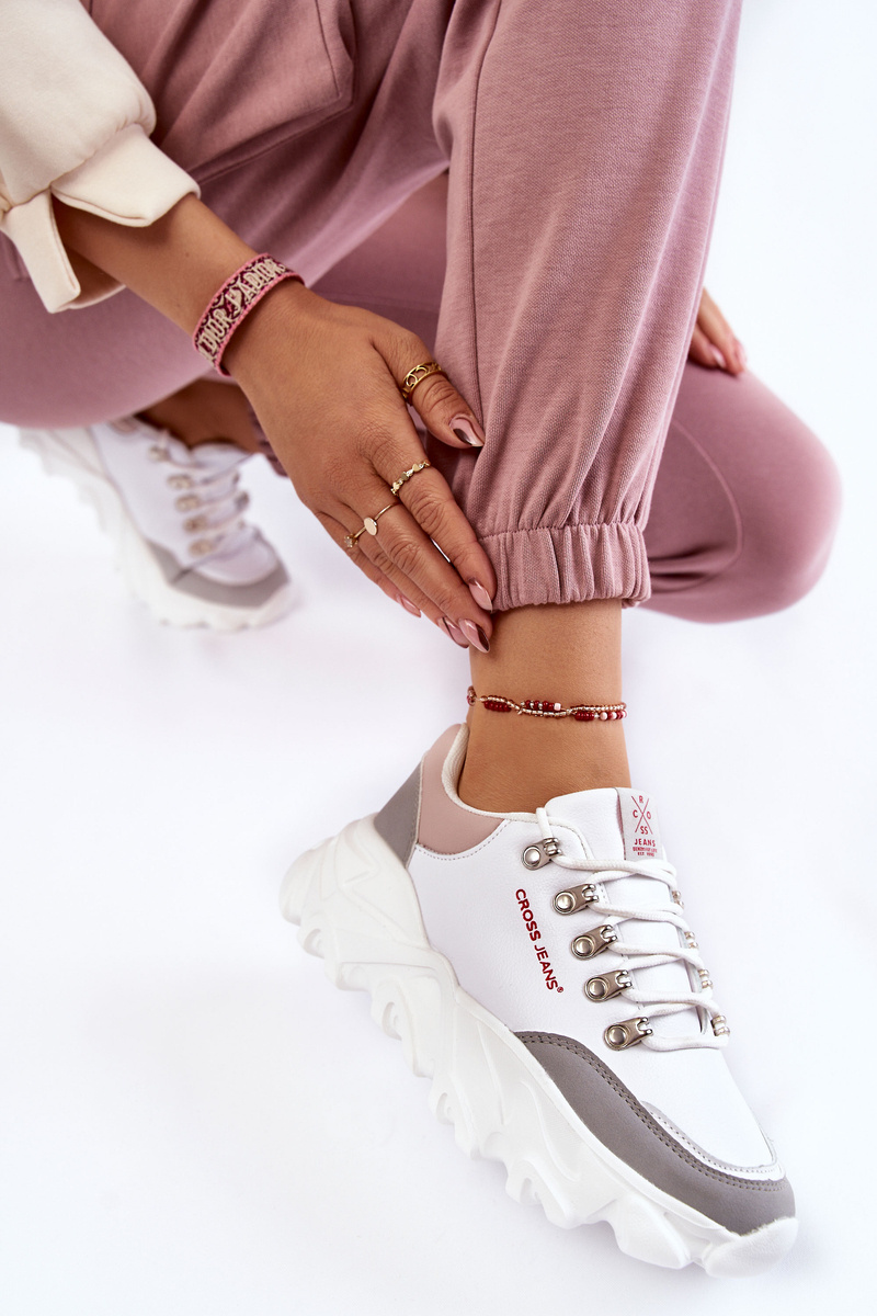 Damskie Sneakersy Na Platformie Cross Jeans KK2R4071C Białe - obrazek 6