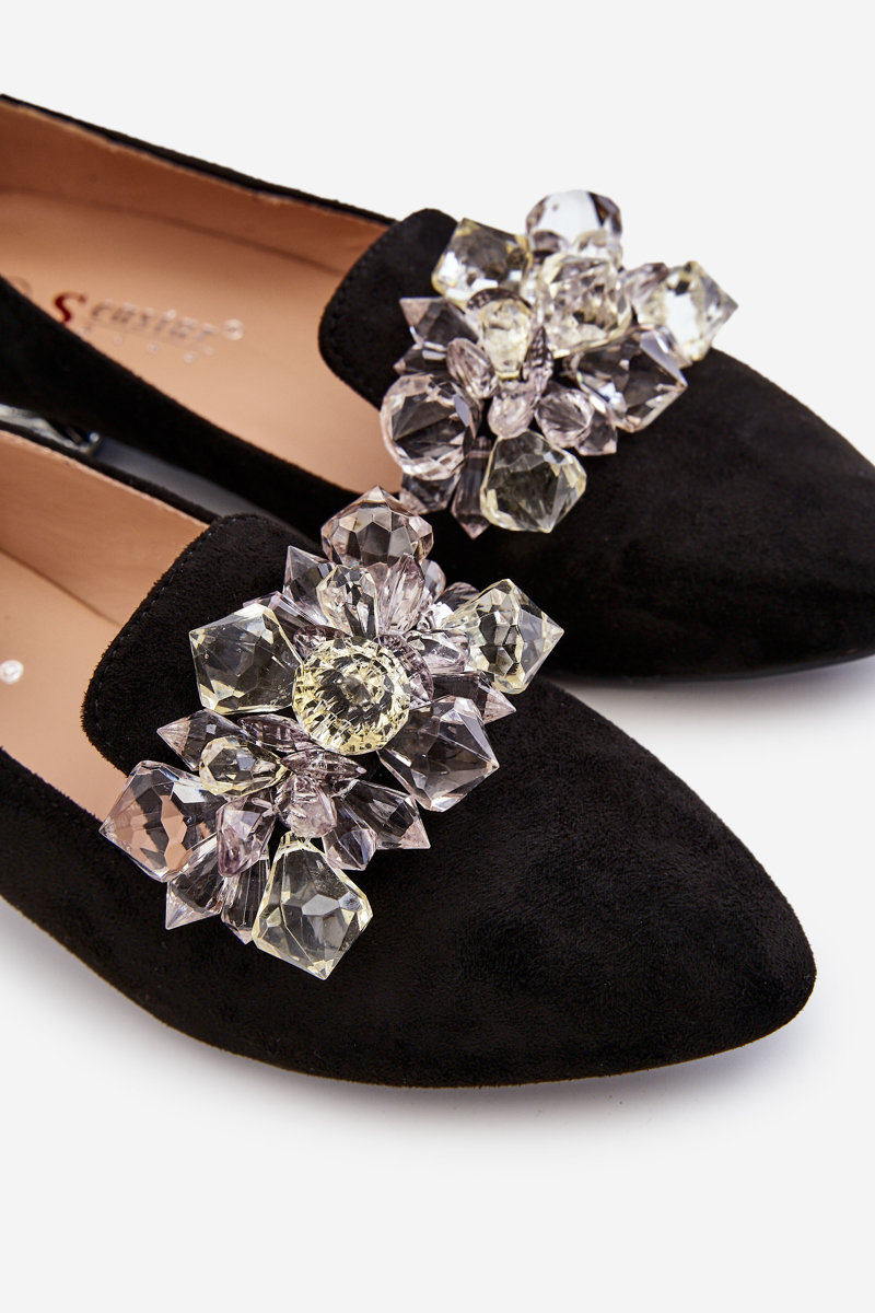 Damskie Mokasyny Z Ozdobami Na Płaskim Obcasie Czarne Sloane - obrazek 7