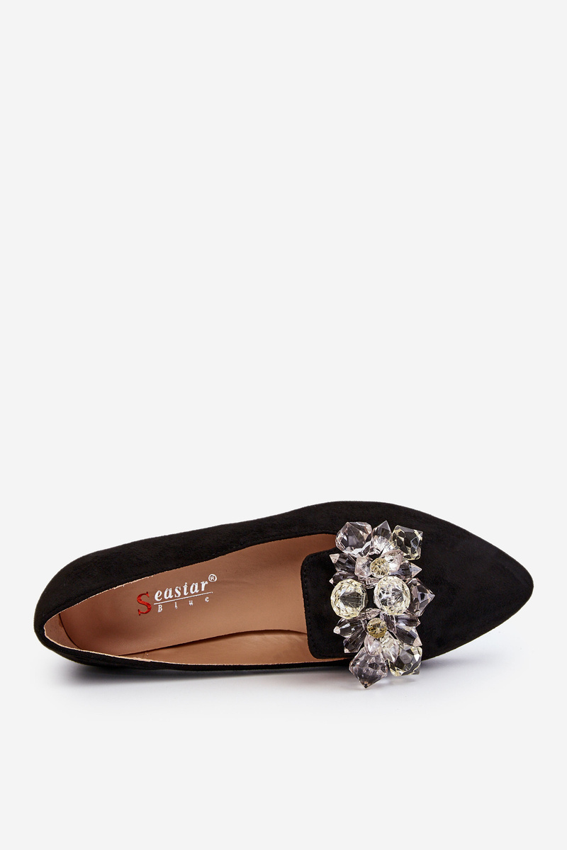 Damskie Mokasyny Z Ozdobami Na Płaskim Obcasie Czarne Sloane - obrazek 5