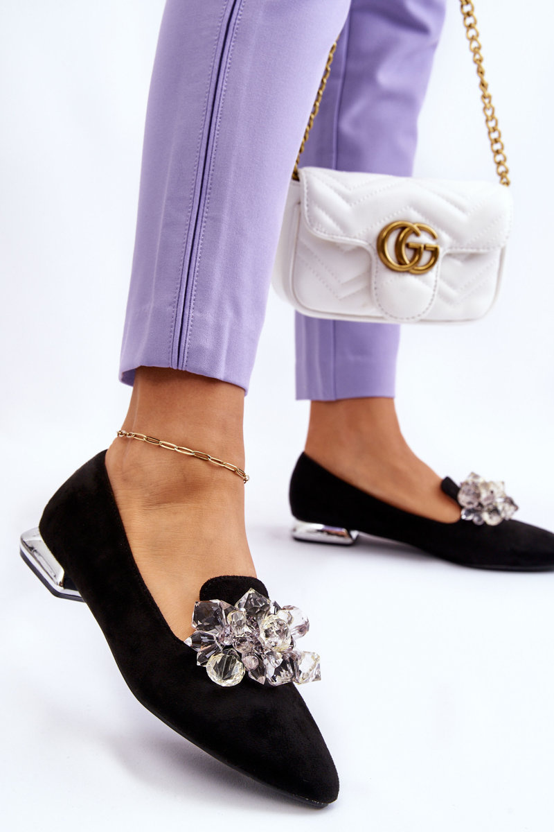 Damskie Mokasyny Z Ozdobami Na Płaskim Obcasie Czarne Sloane - obrazek 8