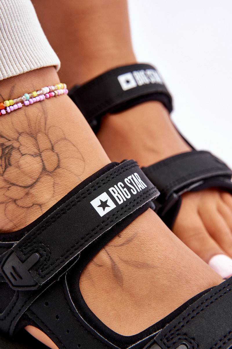 Damskie Sportowe Sandały Na Platformie Big Star LL274789 Czarne - obrazek 10