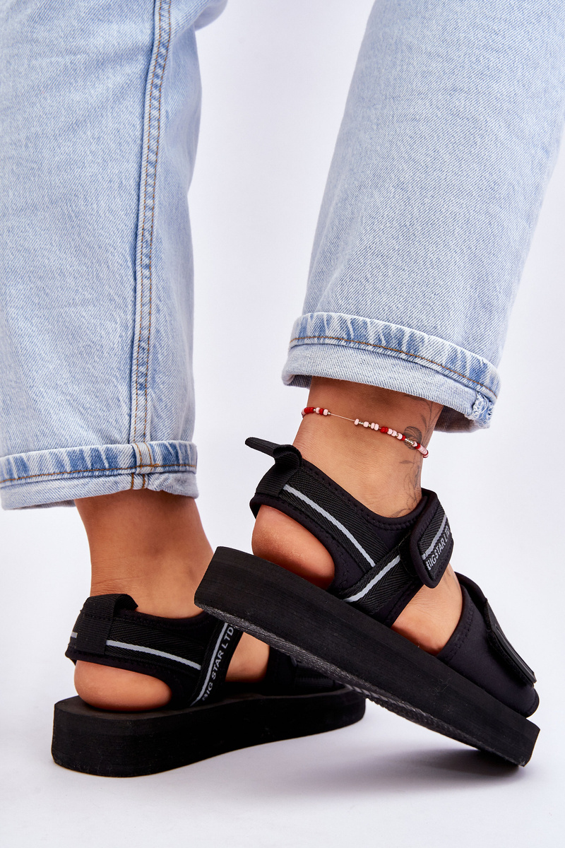 Damskie Sandały Na Rzepy Big Star LL274784 Czarne - obrazek 7