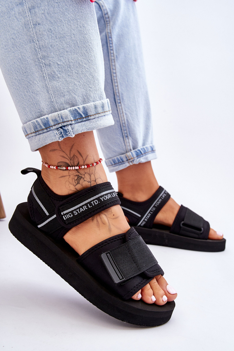 Damskie Sandały Na Rzepy Big Star LL274784 Czarne - obrazek 11