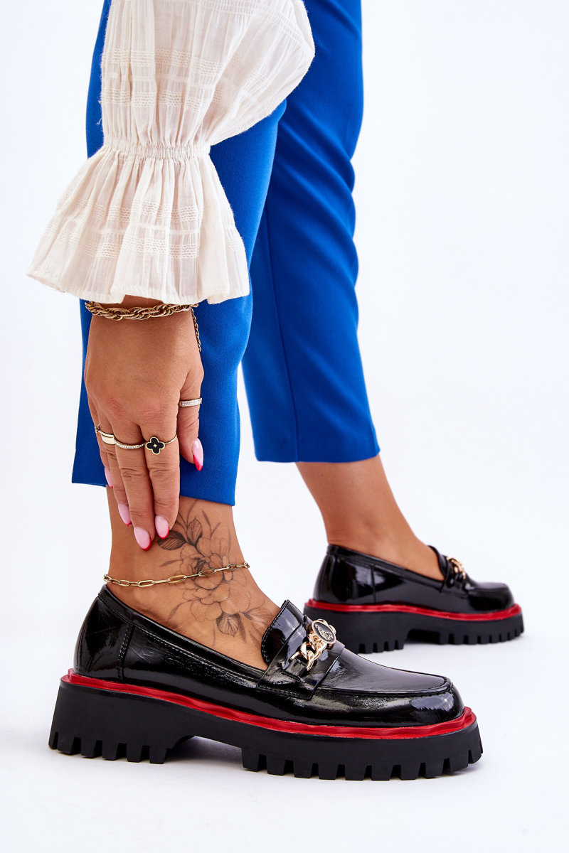 Lakierowane Mokasyny Na Platformie Czarne Ronin - obrazek 7