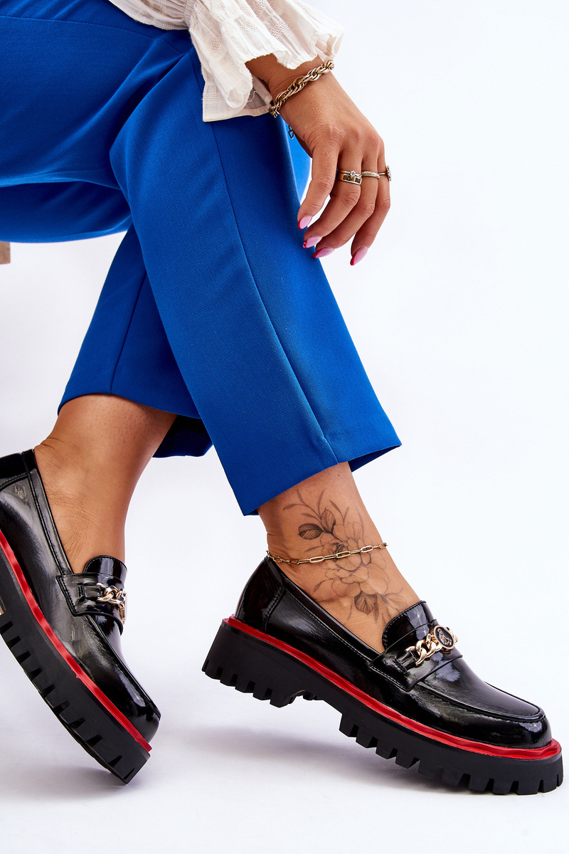 Lakierowane Mokasyny Na Platformie Czarne Ronin - obrazek 8