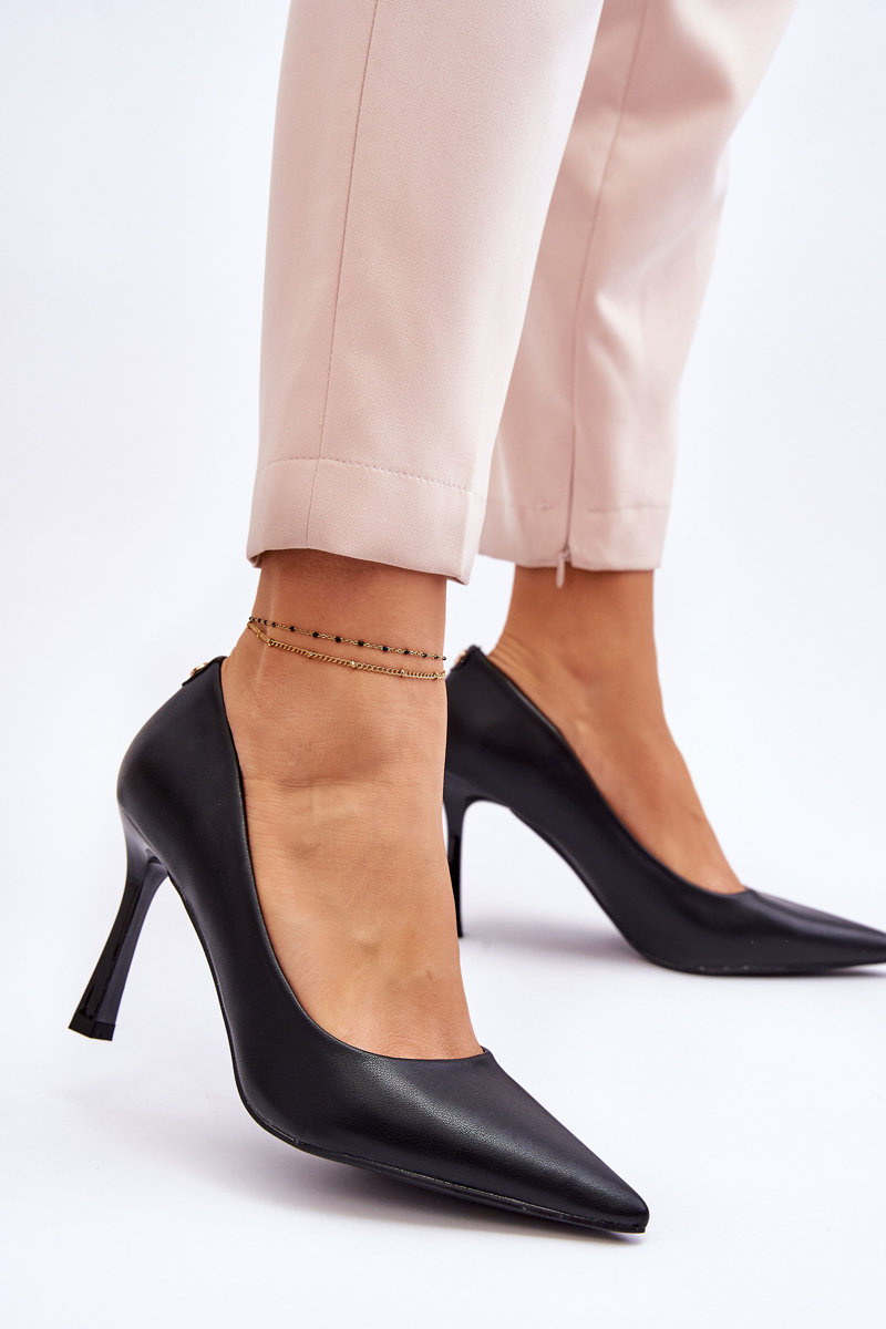 Skórzane Klasyczne Szpilki Czarne Kelsey - obrazek 6