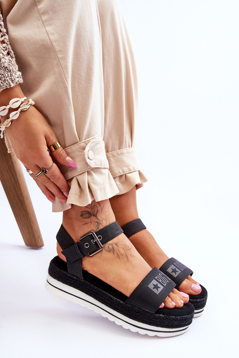 Damskie Wygodne Sandały Na Platformie Big Star LL274870 Czarne - obrazek 6